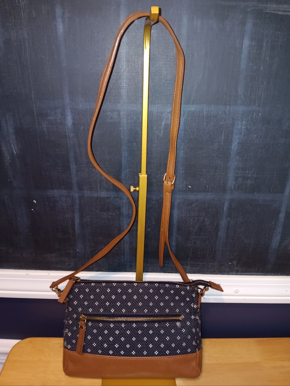 Talbots Navy and Brown Crossbody Bag